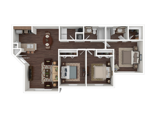 Three Bedroom Two Bathroom Floor Plan 1,113 Square Feet